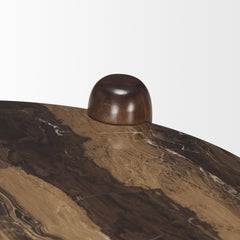 Jovia Brown/Cappuccino Mango Wood Marble Round Side Table