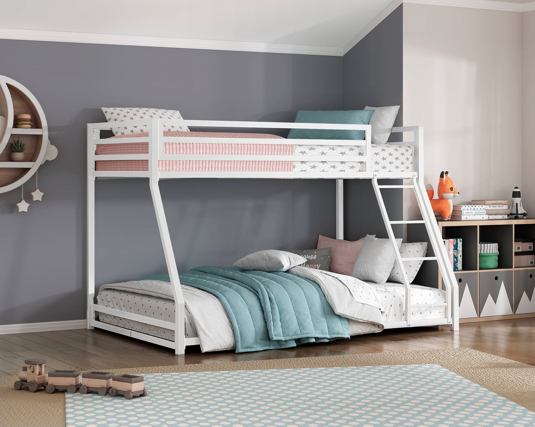 Jovie White Metal Twin/Full Bunk Bed - Ornate Home