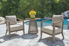 Joy Lagoon Beige Chairs w/Cushion/Table Set (Set of 3) - Ornate Home