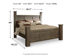 Juararo Brown California King Poster Bedroom Set with Dresser, Mirror and 2 Nightstands - Ornate Home