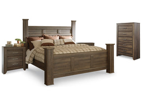 Juararo Brown King Poster Bedroom Set with Chest and 2 Nightstands - Ornate Home