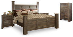 Juararo Brown King Poster Bedroom Set with Chest and 2 Nightstands - Ornate Home