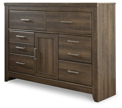 Juararo Brown King Poster Bedroom Set with Dresser, Mirror, Chest and Nightstand - Ornate Home