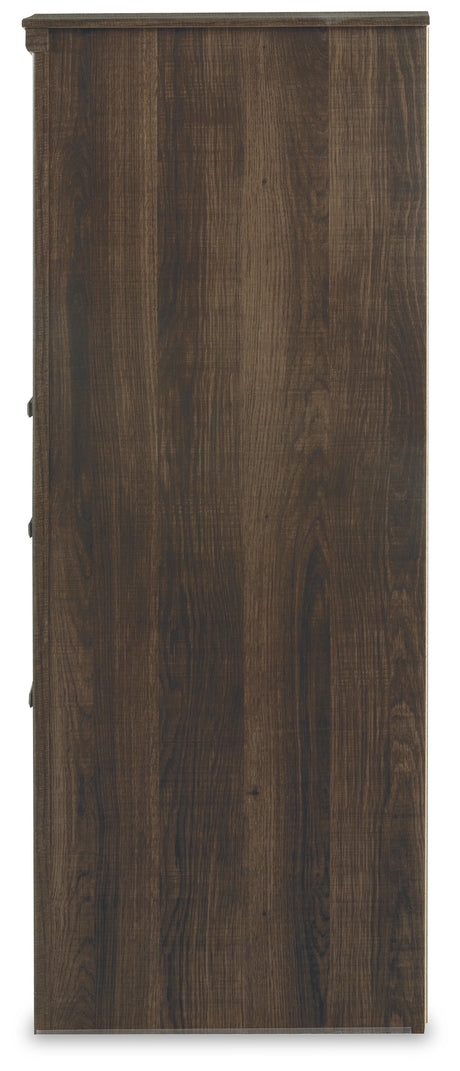 Juararo Dark Brown California King Panel Bedroom Set with Dresser, Chest and Nightstand - Ornate Home