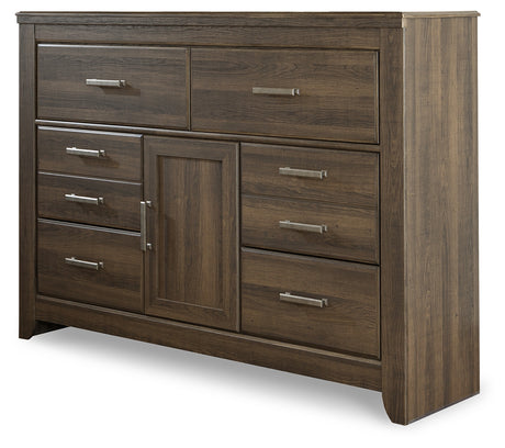 Juararo Dark Brown California King Panel Bedroom Set with Dresser, Chest and Nightstand - Ornate Home