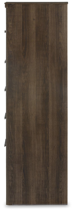 Juararo Dark Brown California King Panel Bedroom Set with Dresser, Chest and Nightstand - Ornate Home