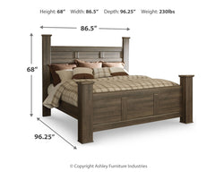 Juararo Dark Brown California King Poster Bed, Dresser and 2 Nightstands - Ornate Home