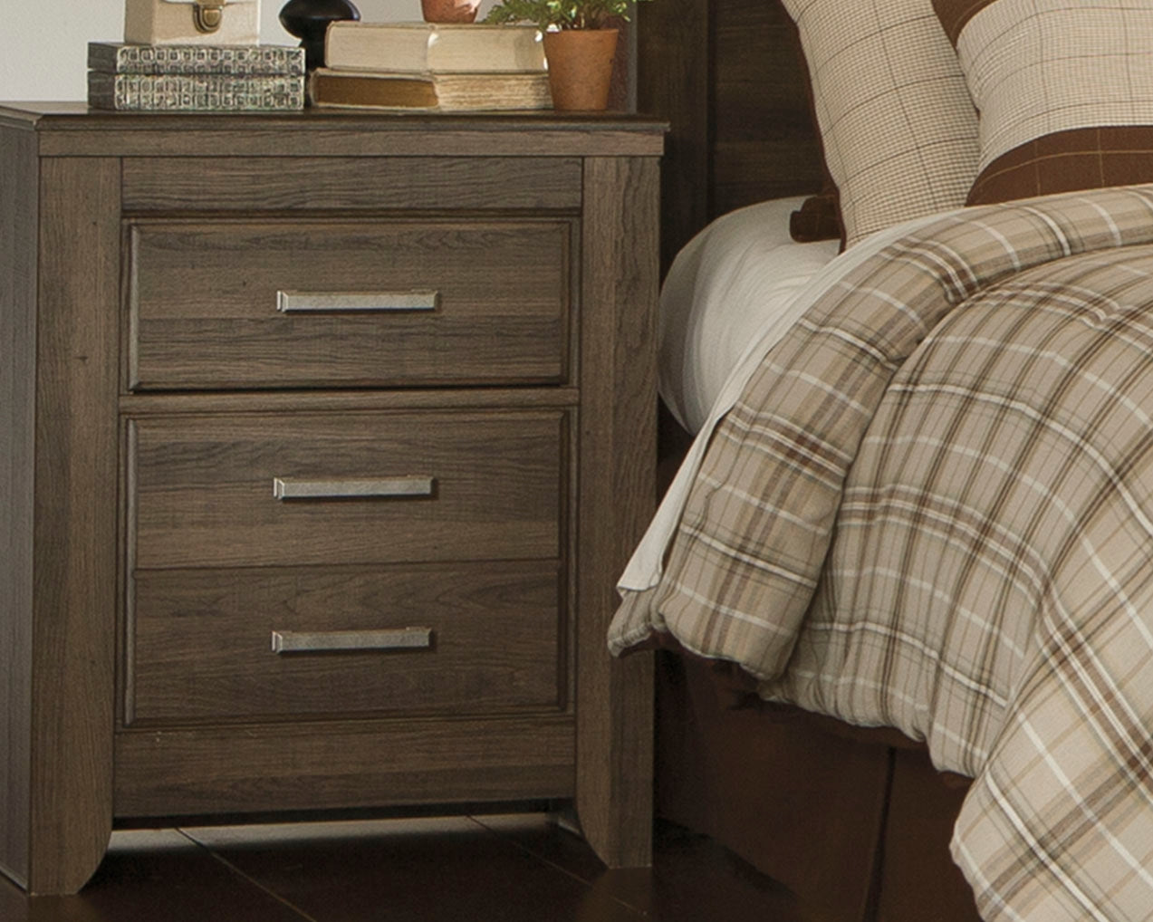Juararo Dark Brown King Panel Bedroom Set with 2 Nightstands (Online Special Price) - Ornate Home