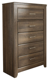 Juararo Dark Brown King Poster Bed, Dresser, Mirror and Chest - Ornate Home