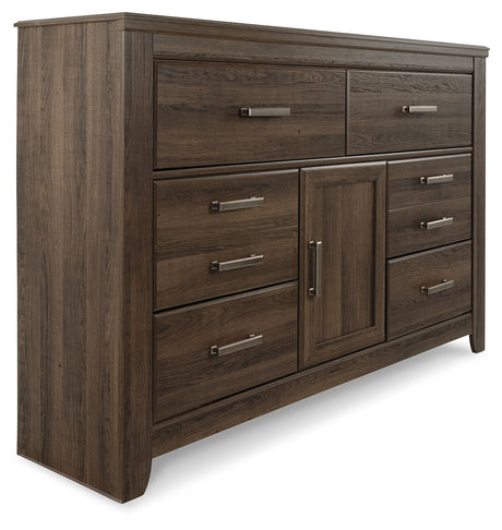 Juararo Dark Brown King Poster Bed, Dresser and 2 Nightstands - Ornate Home