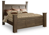 Juararo Dark Brown King Poster Bed, Dresser and Chest - Ornate Home