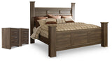 Juararo Dark Brown King Poster Bed and 2 Nightstands - Ornate Home