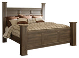 Juararo Dark Brown King Poster Bed and 2 Nightstands - Ornate Home