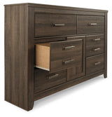 Juararo Dark Brown Queen Poster Bed, Dresser and 2 Nightstands - Ornate Home