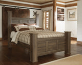 Juararo Dark Brown Queen Poster Bed, Dresser and 2 Nightstands - Ornate Home
