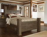 Juararo Dark Brown Queen Poster Bed and 2 Nightstands (Online Special Price) - Ornate Home
