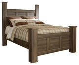 Juararo Dark Brown Queen Poster Bed w/Mirrored Dresser & 2 Nightstands (Online Special Price) - Ornate Home