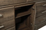 Juararo Dark Brown Queen Poster Bed w/Mirrored Dresser & 2 Nightstands (Online Special Price) - Ornate Home