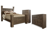 Juararo Dark Brown Queen Poster Bedroom Set with Dresser and Chest (Online Special Price) - Ornate Home