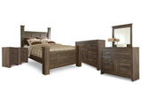 Juararo Queen Poster Bed, 2 Dressers, Mirror and 2 Nightstands (Online Special Price) - Ornate Home