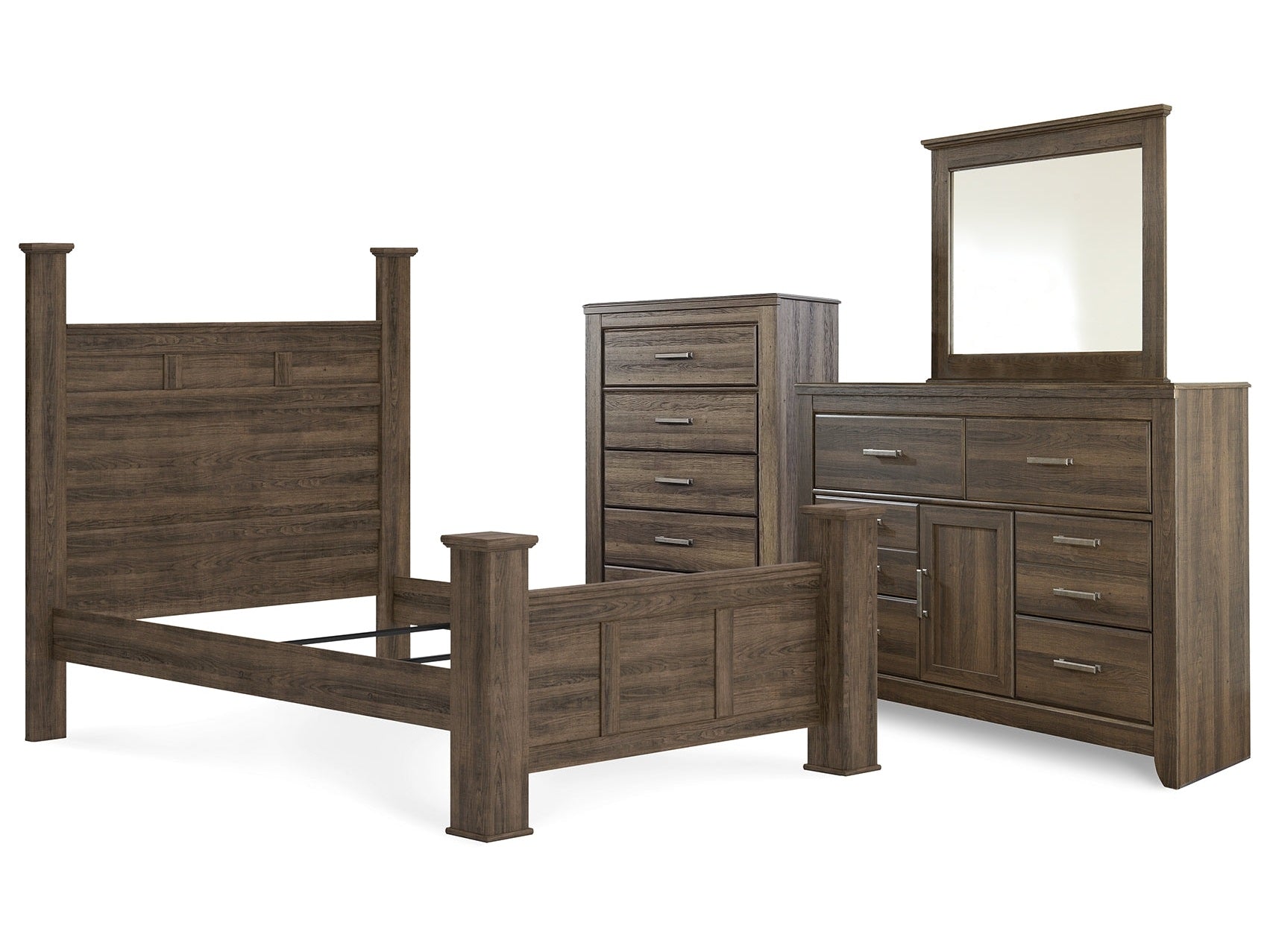 Juararo Queen Poster Bed, Dresser and Mirror - Ornate Home