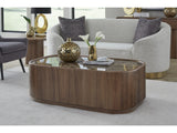 Juba Mongoose Natural Marble and Walnut Coffee Table with Casters - Ornate Home