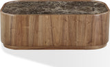 Juba Mongoose Natural Marble and Walnut Coffee Table with Casters - Ornate Home