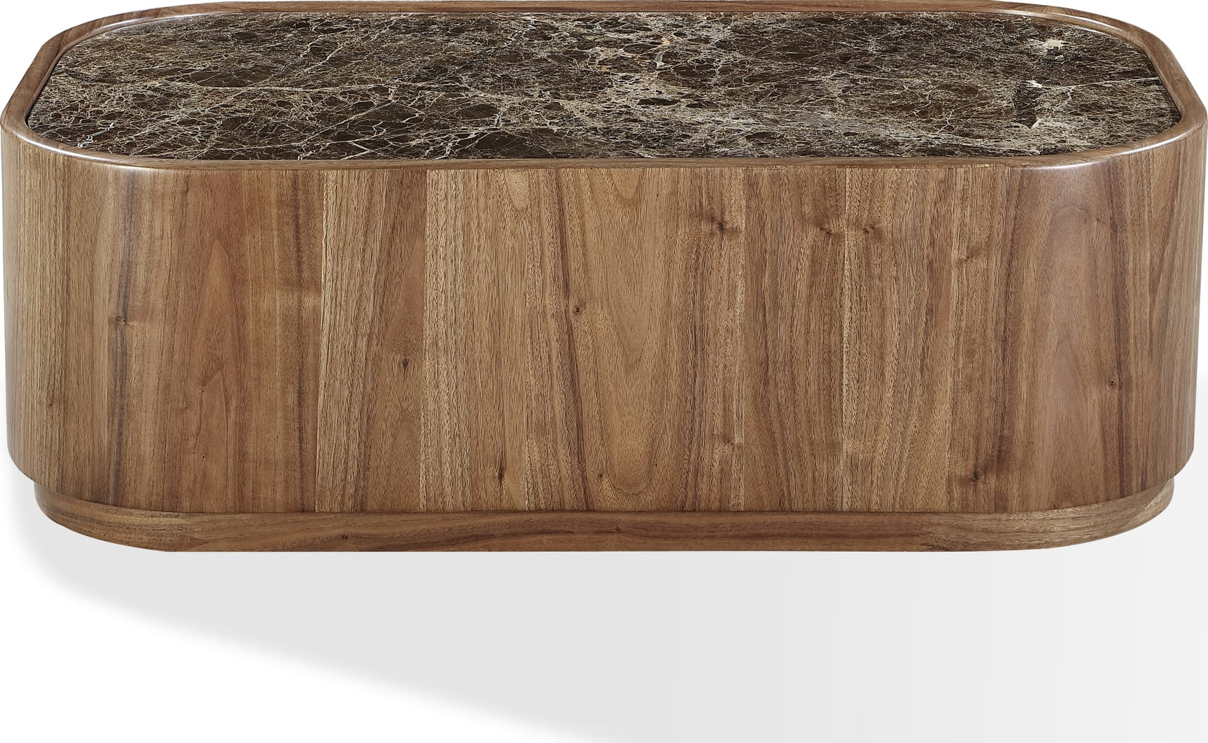 Juba Mongoose Natural Marble and Walnut Coffee Table with Casters - Ornate Home