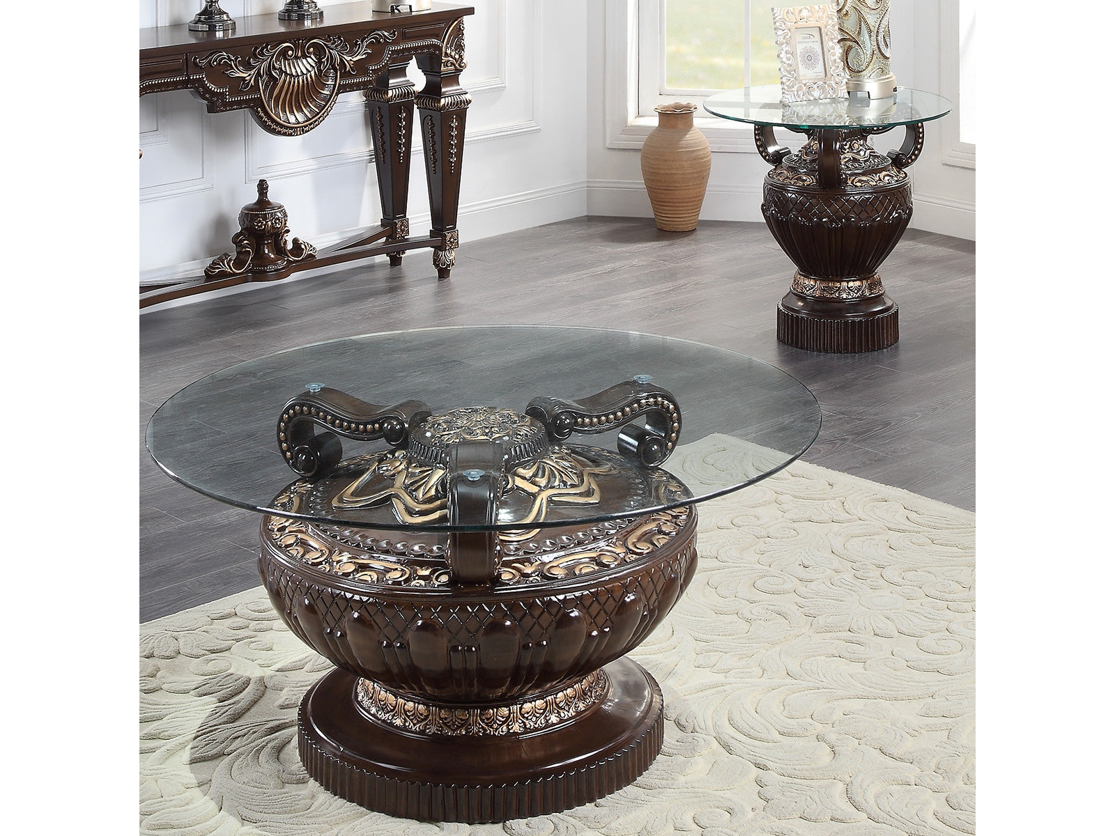Jubilant Cherry 3pc Coffee Table Set  / HD-8908C - Ornate Home