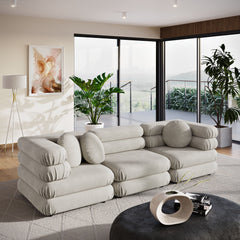 Jubilee Almond 3-Piece Modular Performance Velvet Sectional Sofa - Ornate Home