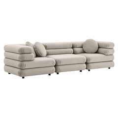 Jubilee Almond 3-Piece Modular Performance Velvet Sectional Sofa - Ornate Home