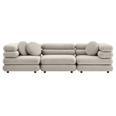 Jubilee Almond 3-Piece Modular Performance Velvet Sectional Sofa - Ornate Home