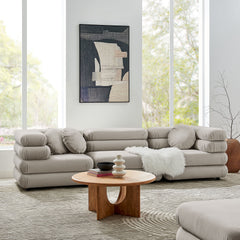 Jubilee Almond 3-Piece Modular Performance Velvet Sectional Sofa - Ornate Home
