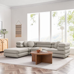 Jubilee Almond 4-Piece Modular Performance Velvet Sectional Sofa - Ornate Home