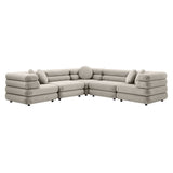 Jubilee Almond 5-Piece Modular Performance Velvet Sectional Sofa - Ornate Home