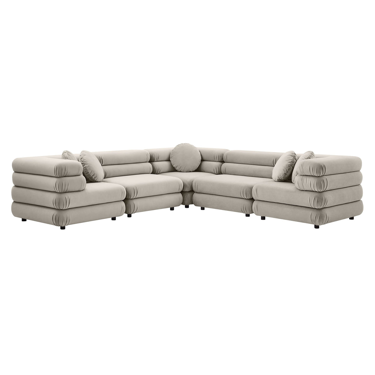 Jubilee Almond 5-Piece Modular Performance Velvet Sectional Sofa - Ornate Home