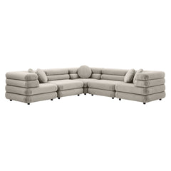 Jubilee Almond 5-Piece Modular Performance Velvet Sectional Sofa - Ornate Home