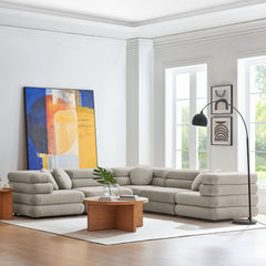 Jubilee Almond 5-Piece Modular Performance Velvet Sectional Sofa - Ornate Home