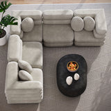 Jubilee Almond 5-Piece Modular Performance Velvet Sectional Sofa - Ornate Home