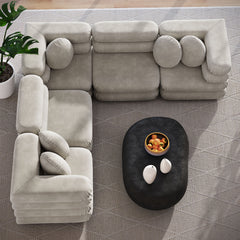 Jubilee Almond 5-Piece Modular Performance Velvet Sectional Sofa - Ornate Home