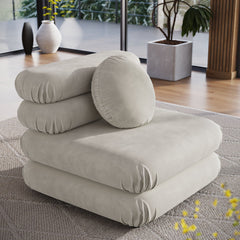 Jubilee Almond Modular Performance Velvet Armless Chair - Ornate Home