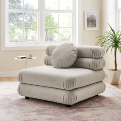Jubilee Almond Modular Performance Velvet Armless Chair - Ornate Home