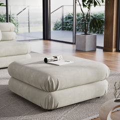 Jubilee Almond Modular Performance Velvet Ottoman - Ornate Home