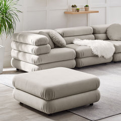 Jubilee Almond Modular Performance Velvet Ottoman - Ornate Home