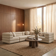 Jubilee Linen 5-Piece Upholstered Modular L-Shaped Sofa Set - Ornate Home