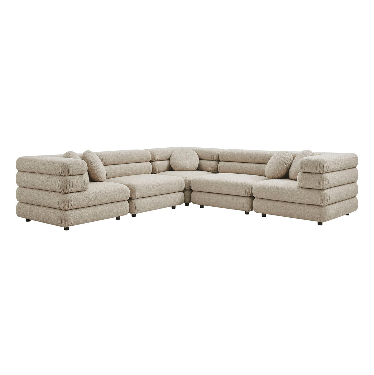 Jubilee Linen 5-Piece Upholstered Modular L-Shaped Sofa Set - Ornate Home