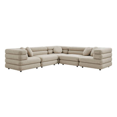 Jubilee Linen 5-Piece Upholstered Modular L-Shaped Sofa Set - Ornate Home