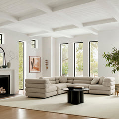 Jubilee Linen 5-Piece Upholstered Modular L-Shaped Sofa Set - Ornate Home