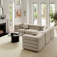 Jubilee Linen 5-Piece Upholstered Modular L-Shaped Sofa Set - Ornate Home
