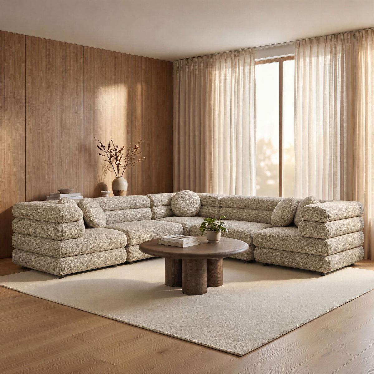 Jubilee Linen 5-Piece Upholstered Modular L-Shaped Sofa Set - Ornate Home